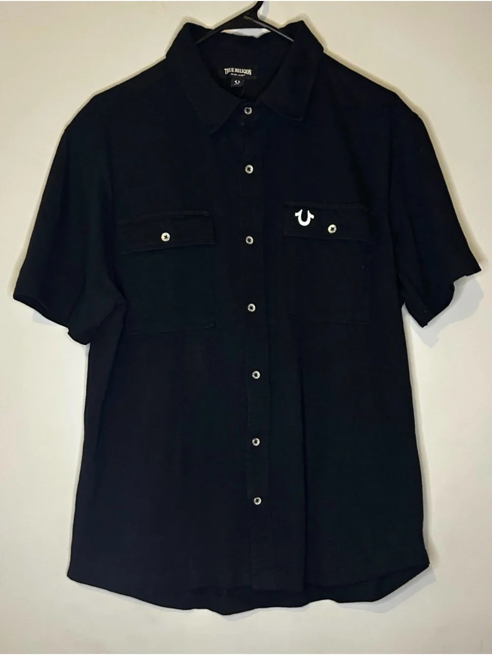 True Religion Men's Regular-Fit Short Sleeve Workwear Button-Down Shirt.
